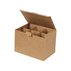 25x17x17 cm Seperatörlü Bardak Kutusu - Kraft - 6 Gözlü