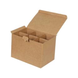 25x17x17 cm Seperatörlü Bardak Kutusu - Kraft - 6 Gözlü